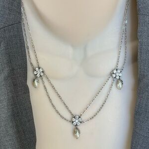Elegant Silver Floral Necklace, The Perfect Wedding Necklace!